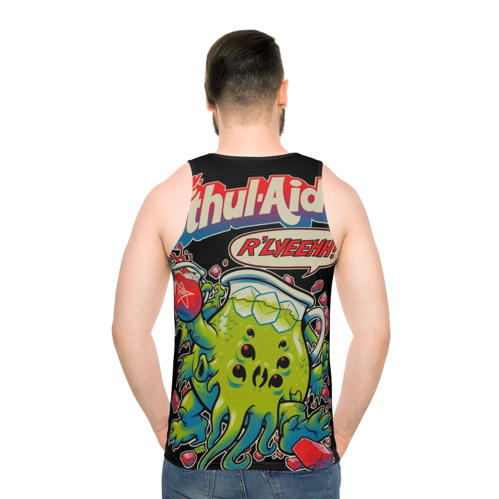 Cthulhu inspired unisex horror tank top with Kool Aid design - men back