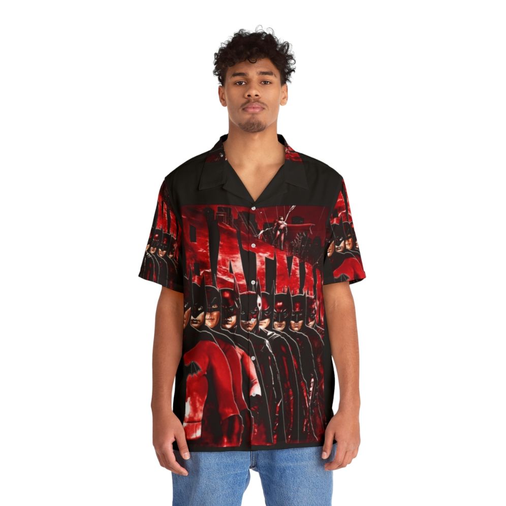 Bat History Hawaiian Shirt with Superhero Comic Design - People Front