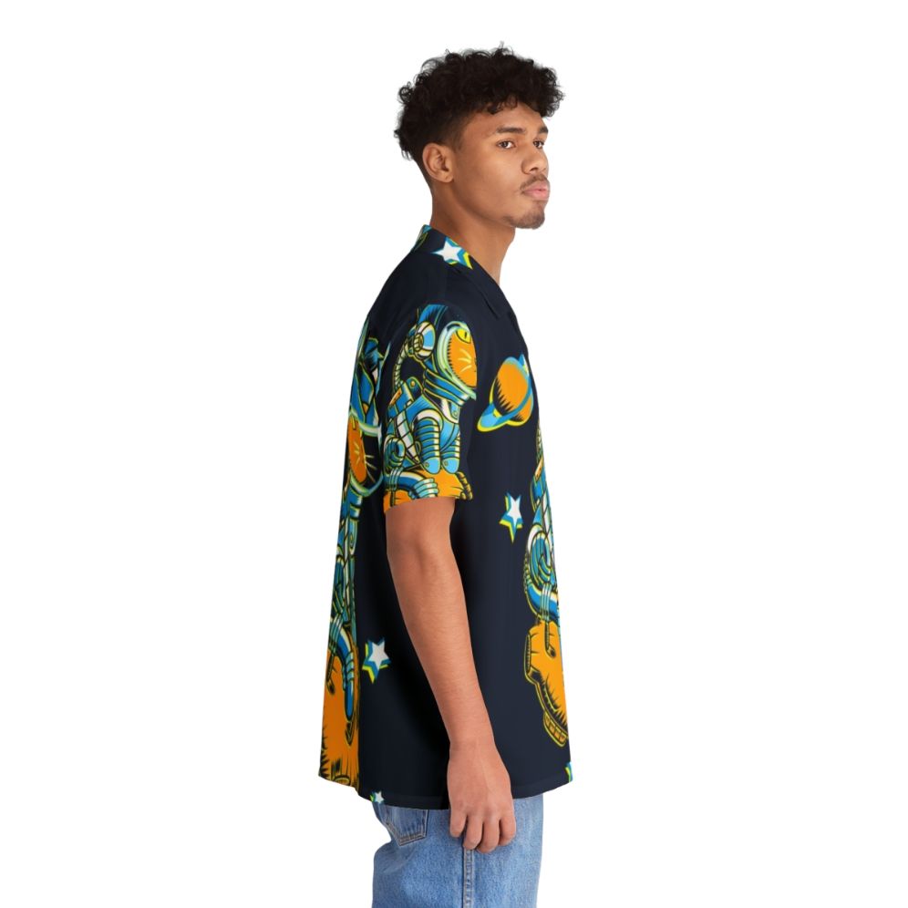 Cosmic Cat Hawaiian Shirt featuring a cute cat in a space-themed Hawaiian design - People Pight