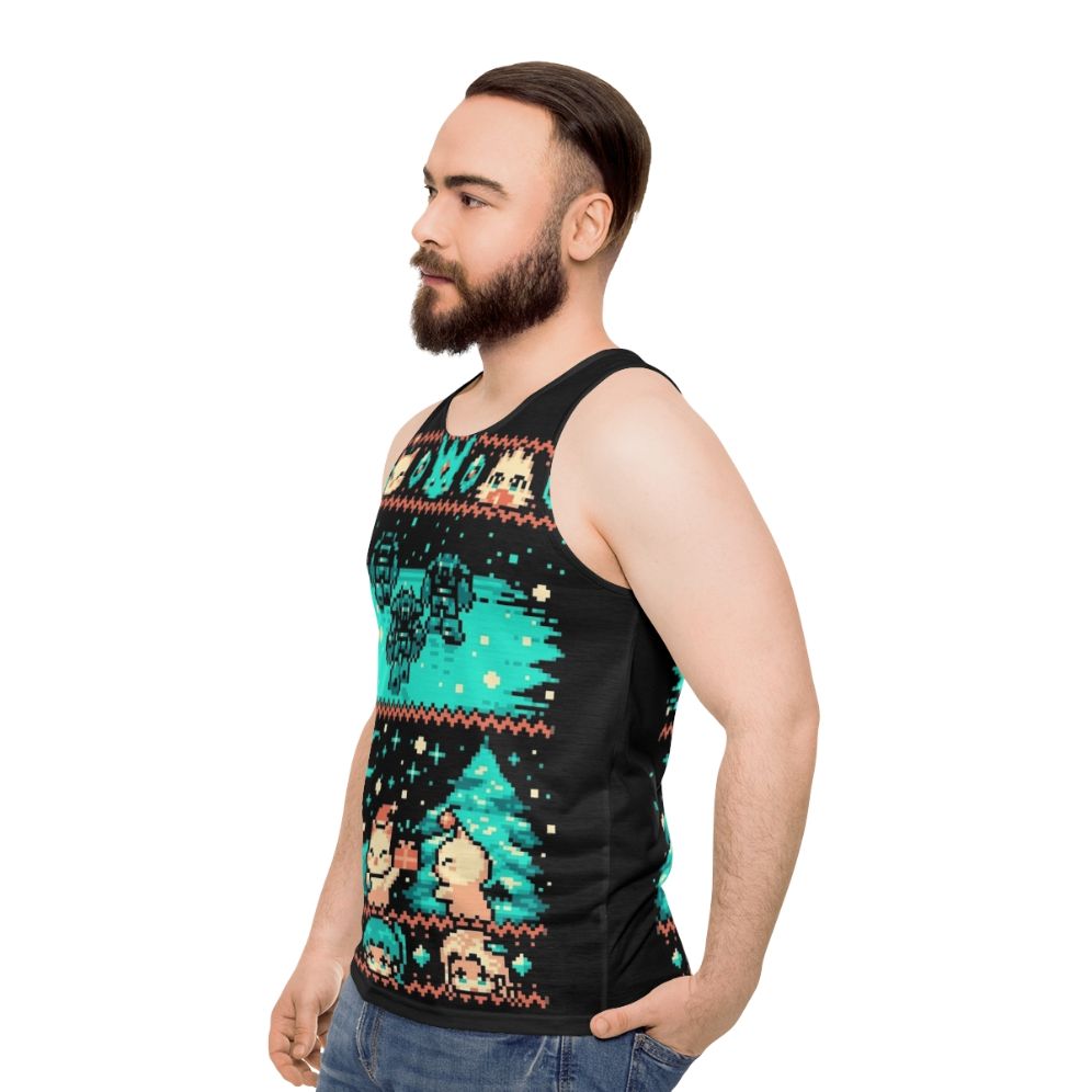 Winter Fantasy Unisex Pixel Art Tank Top - men side