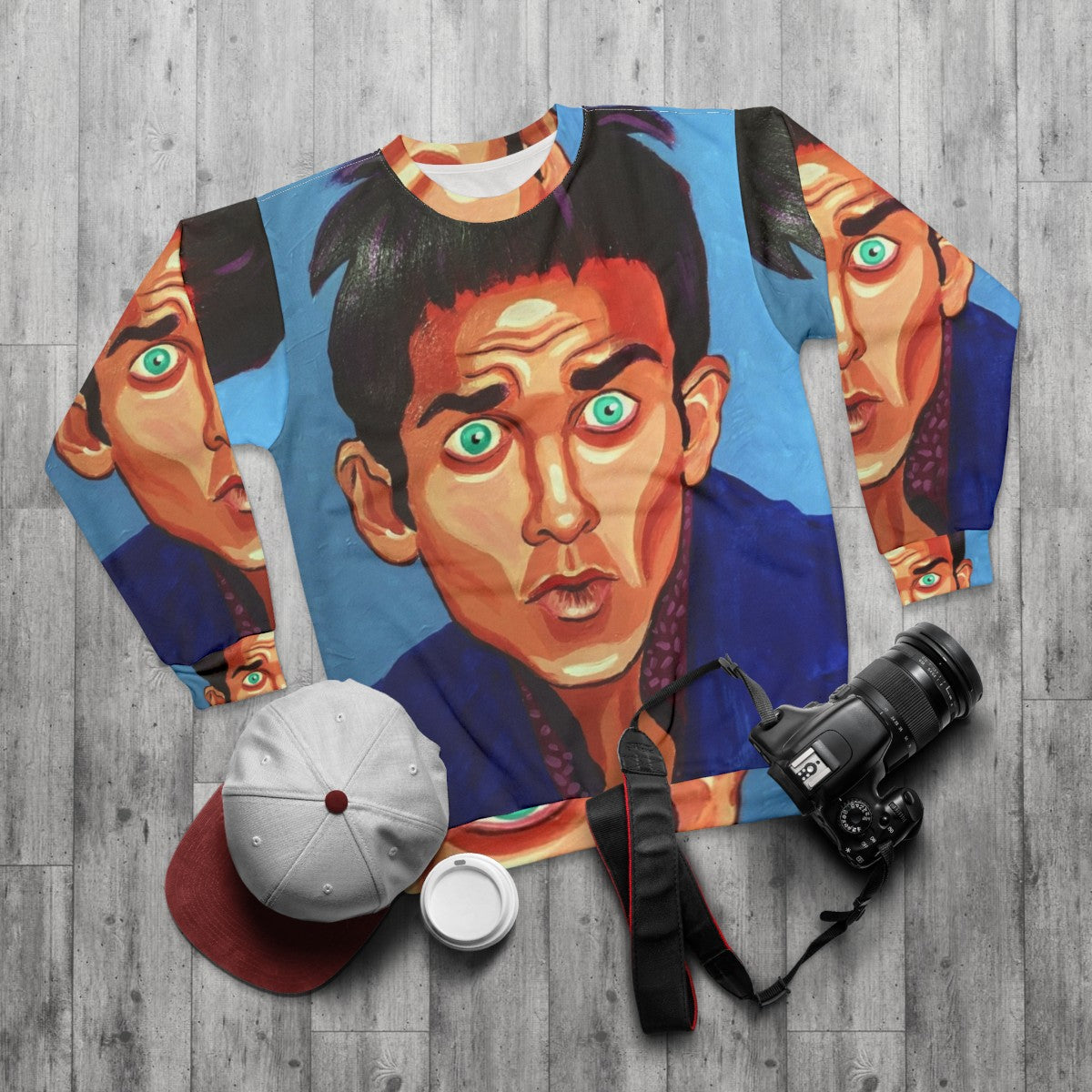 Zoolander Blue Steel Iconic Portrait Sweatshirt - flat lay