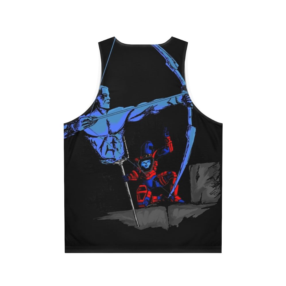 Retro unisex tank top with Cryotek-inspired 80s cartoon design - Back