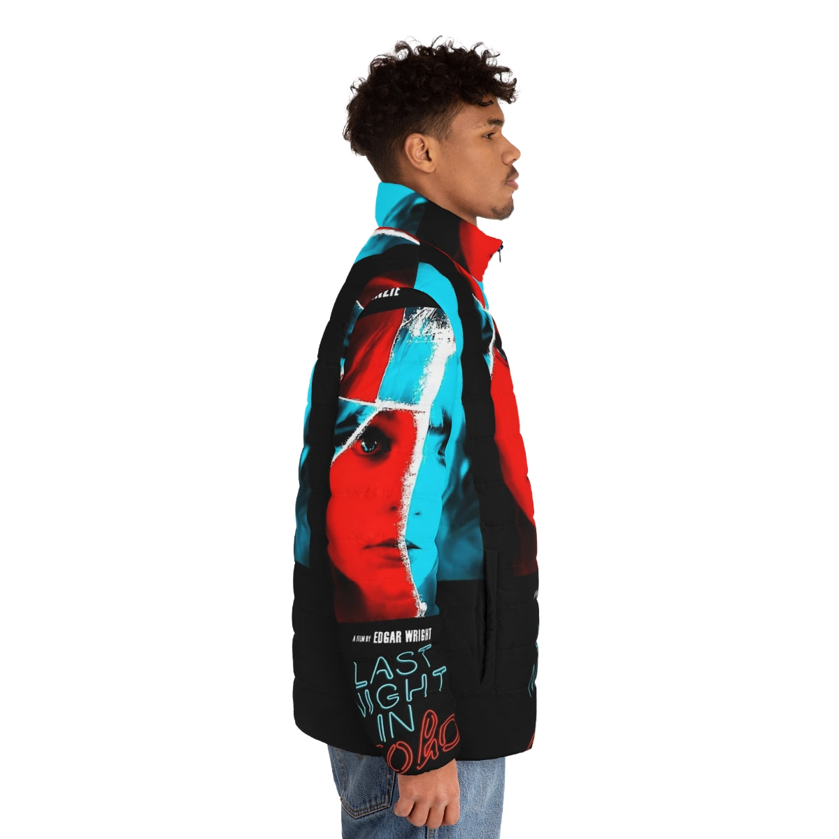 Last Night In Soho Puffer Jacket with horror movie and cinema-inspired design - men side right