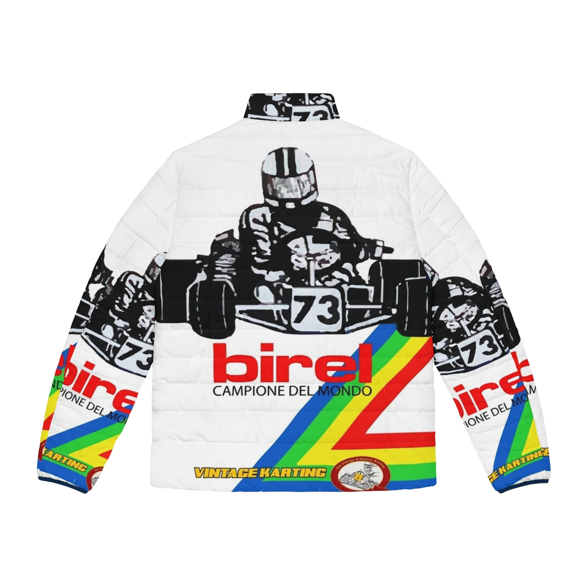 Vintage Birel puffer jacket for historic and retro karting - Back