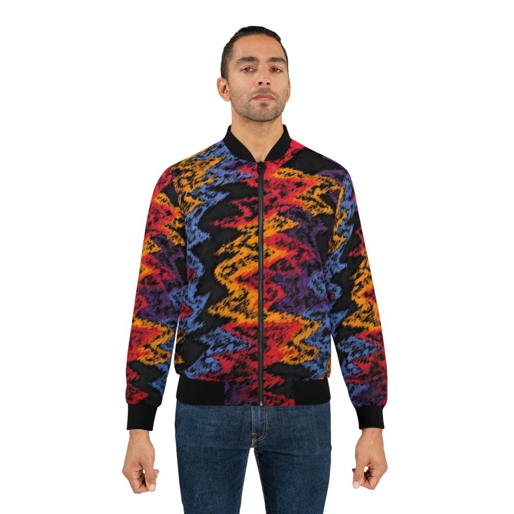 Retro bomber jacket with vintage-inspired basketball graphic pattern - Lifestyle