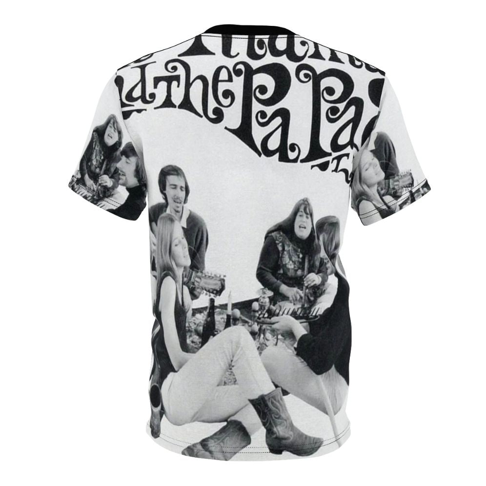 Retro-style graphic t-shirt featuring the iconic logo and name of the 1960s musical group The Mamas and The Papas - Back