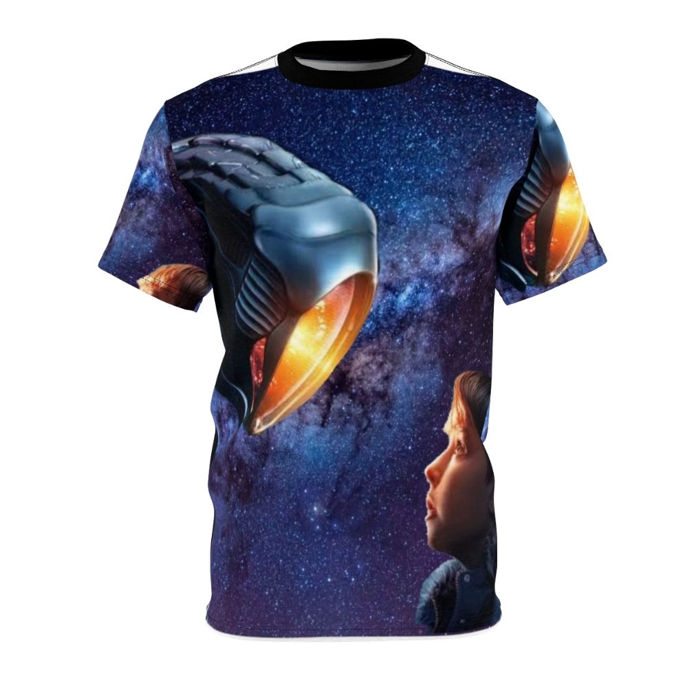 Stylish t-shirt featuring a lost in space, sci-fi inspired design