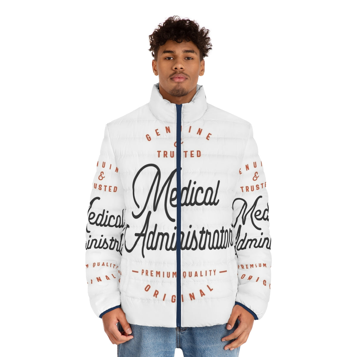 Medical administrator wearing a puffer jacket for healthcare professionals - men front