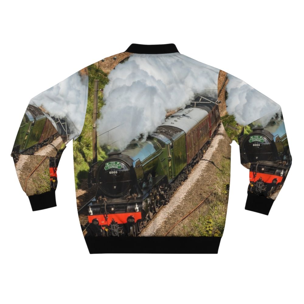 The Flying Scotsman Bomber Jacket - a vintage-inspired, iconic steam train design - Back