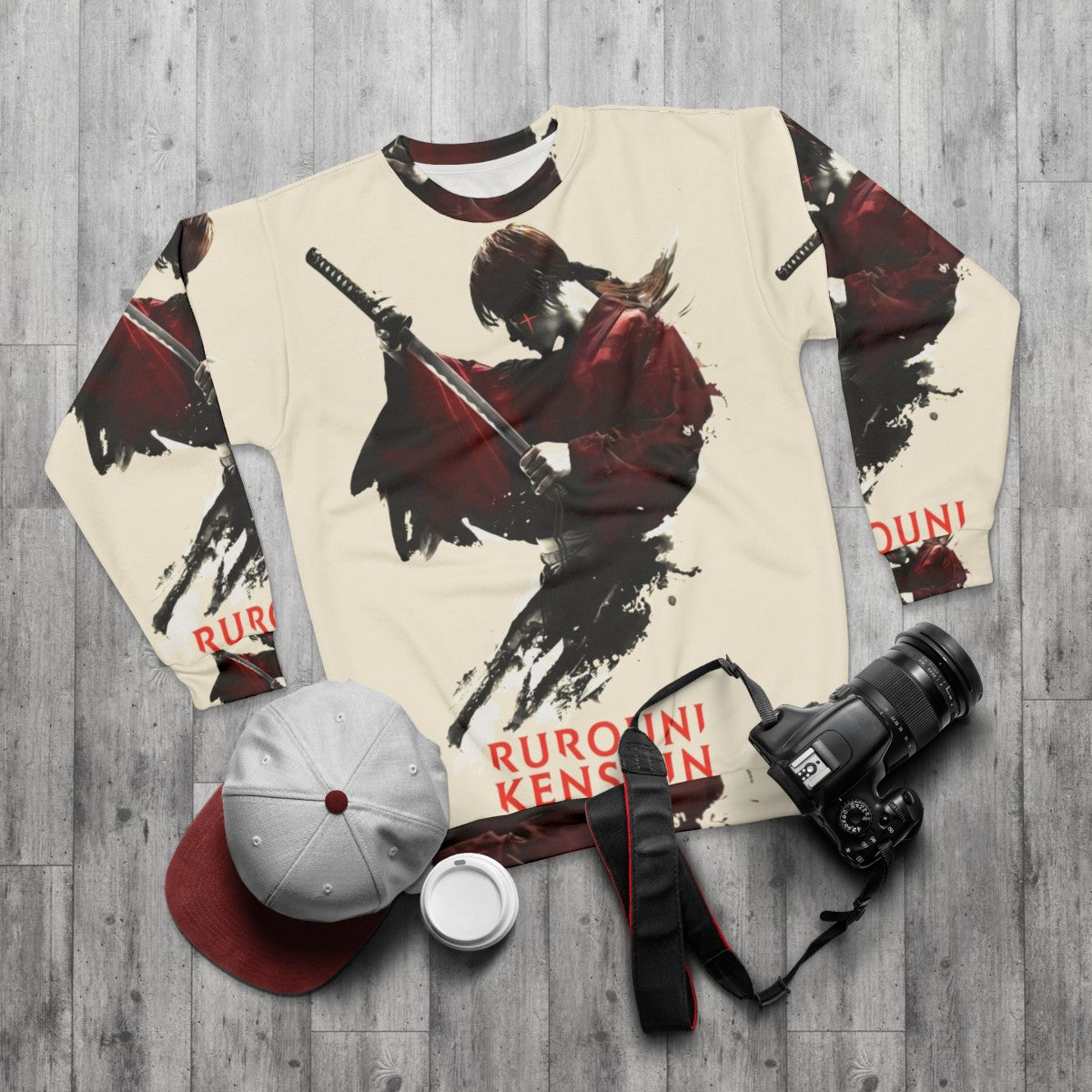 Himura Kenshin Rurouni Kenshin Samurai Sweatshirt - flat lay