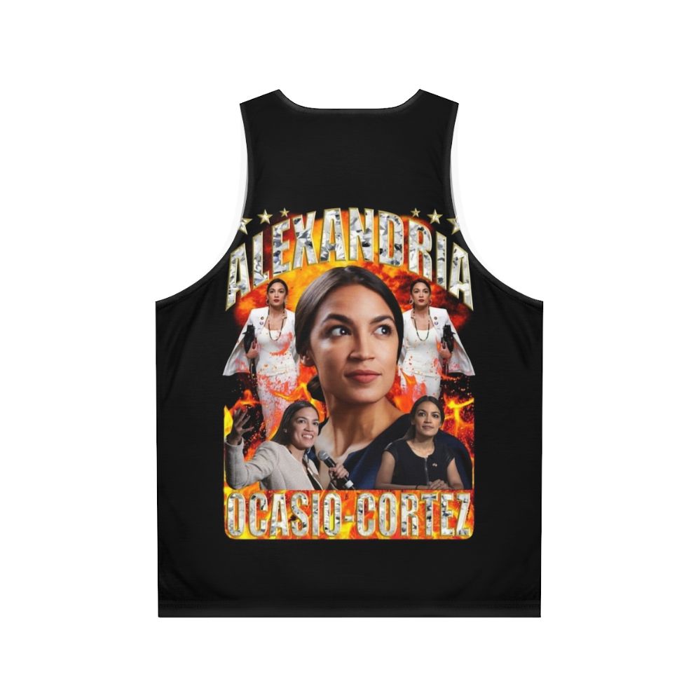 Unisex tank top with Alexandria Ocasio-Cortez and Democratic Socialist design - Back