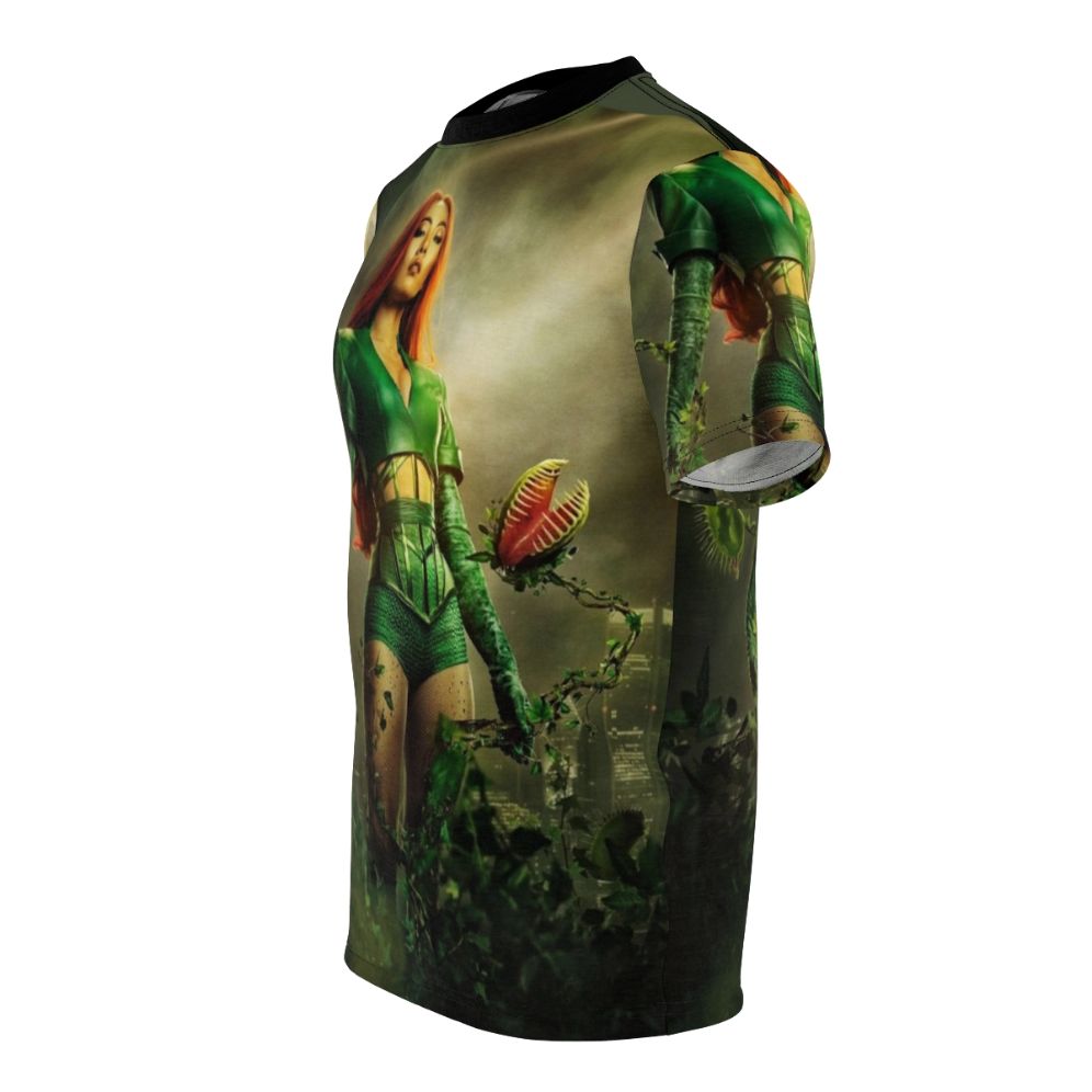 T-shirt featuring stylized artwork of Poison Ivy, the DC Comics supervillain with plant-based powers. - men left