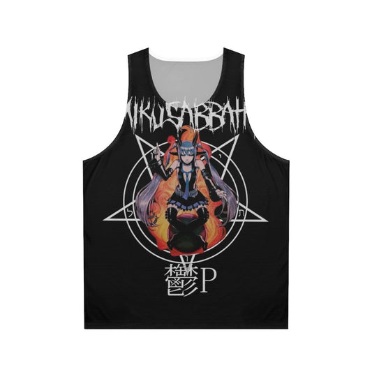 Miku Hatsune unisex tank top with metal music and baphomet design