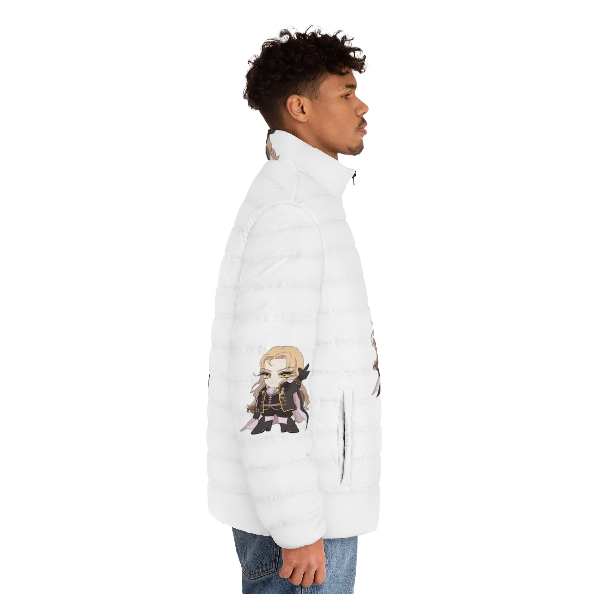 Castlevania Alucard Chibi Puffer Jacket - Netflix Series Fan Art - men side right