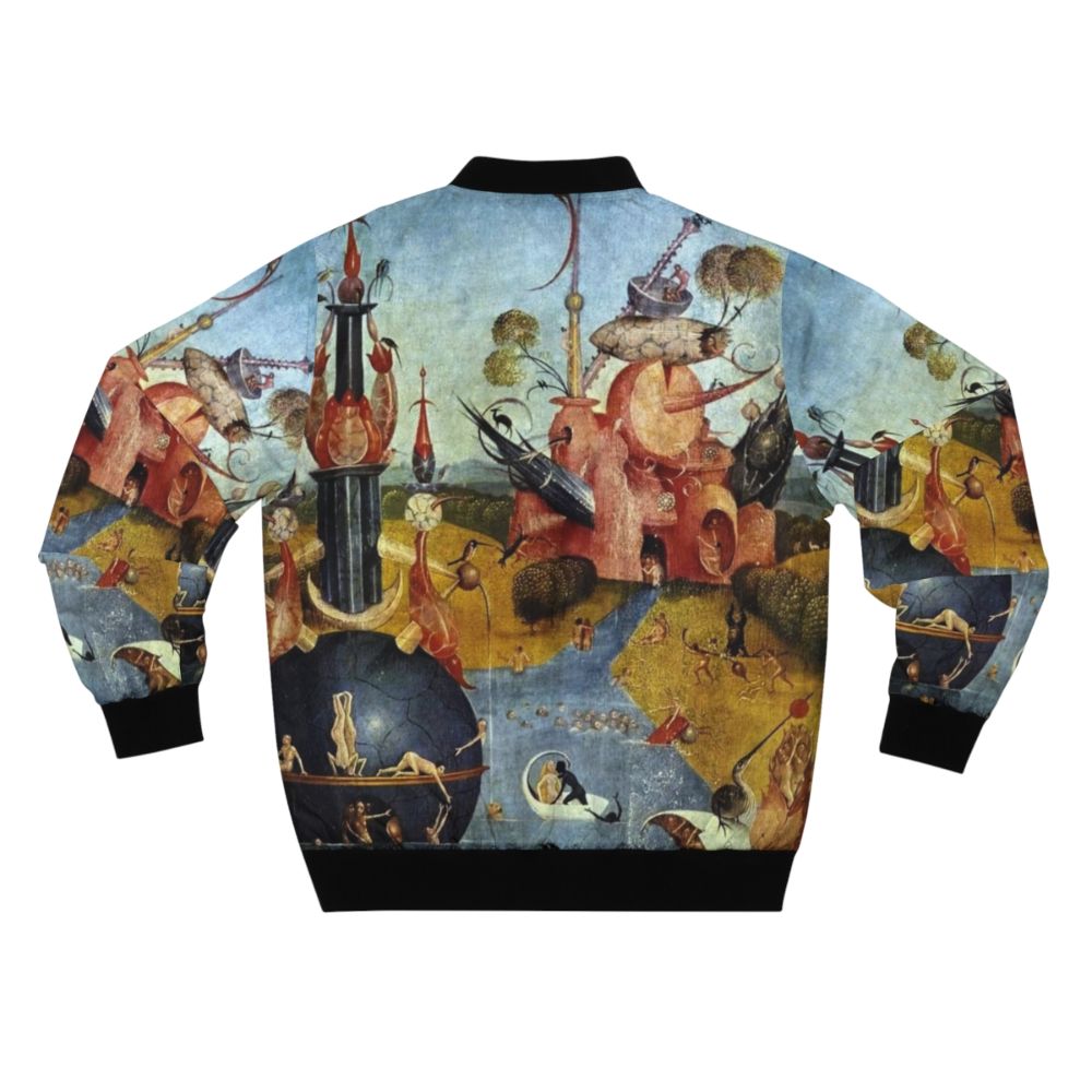 Vintage bomber jacket featuring Hieronymus Bosch's fantasy artwork - Back