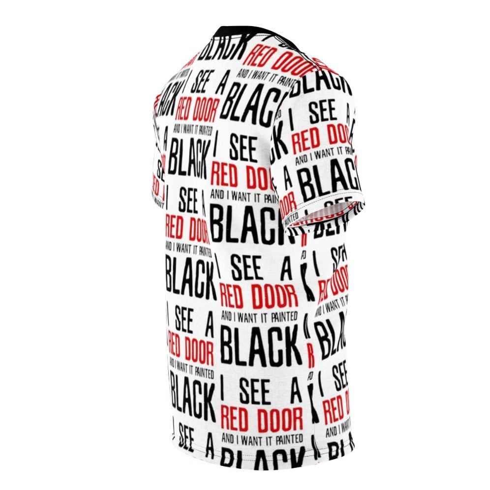 Classic rock t-shirt with The Rolling Stones "Paint It Black" lyrics - men right