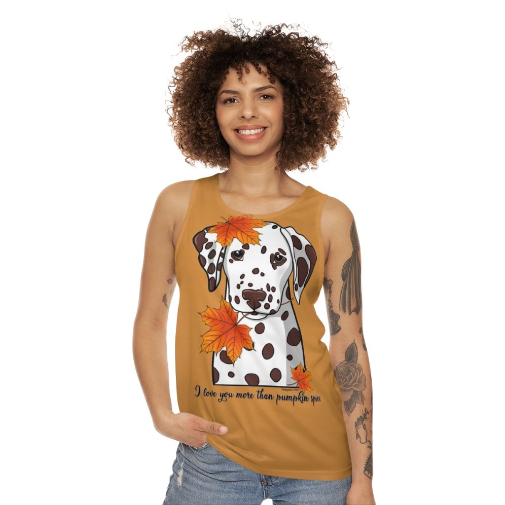 Cute Dalmatian I Love You More Than Pumpkin Spice Unisex Tank Top - women