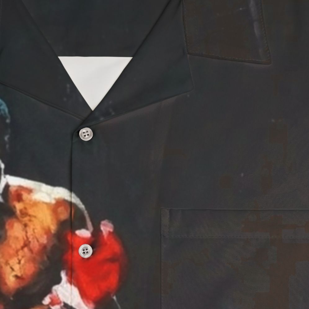 Vintage Hawaiian shirt featuring Muhammad Ali's knockout of Sonny Liston - Detail