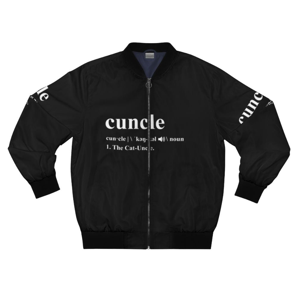 Cat Uncle Cuncle Bomber Jacket with Funny Cat and Uncle Design