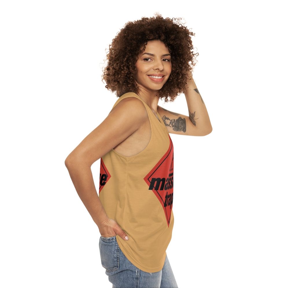 Unisex tank top with Star Wars inspired "It's a Trap!" design - women side