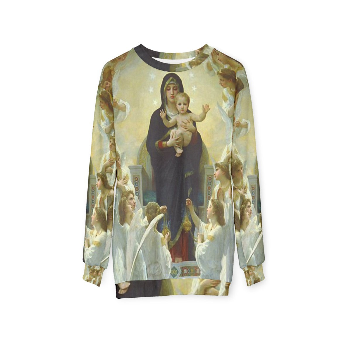 Our Lady Virgin Mary and Angels Religious Sweatshirt - hanging