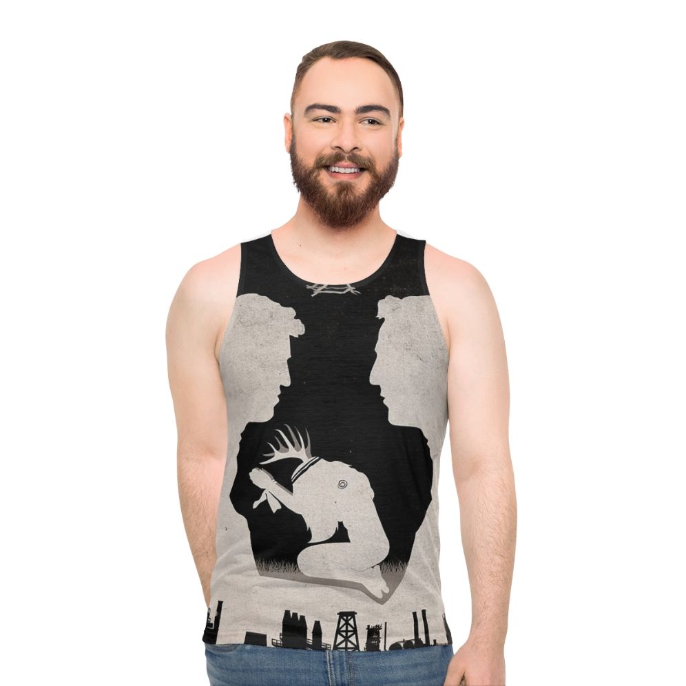 True Detective Unisex Tank Top with Minimalist Spiral Design - men