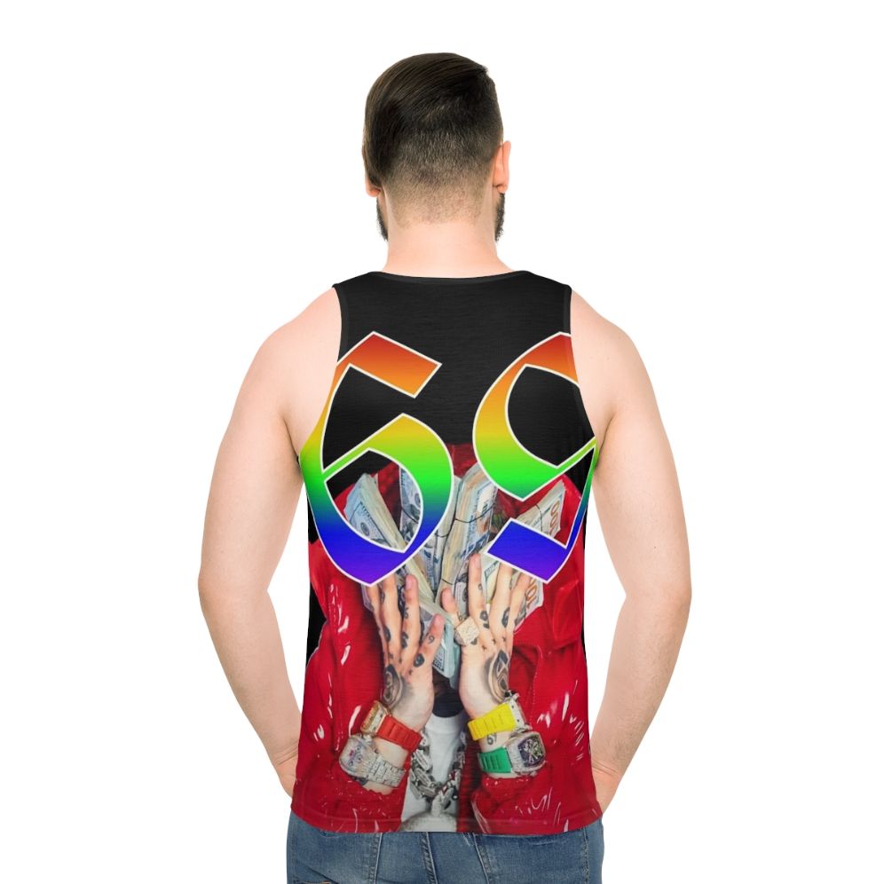 Unisex graphic tank top with hip-hop inspired design - men back