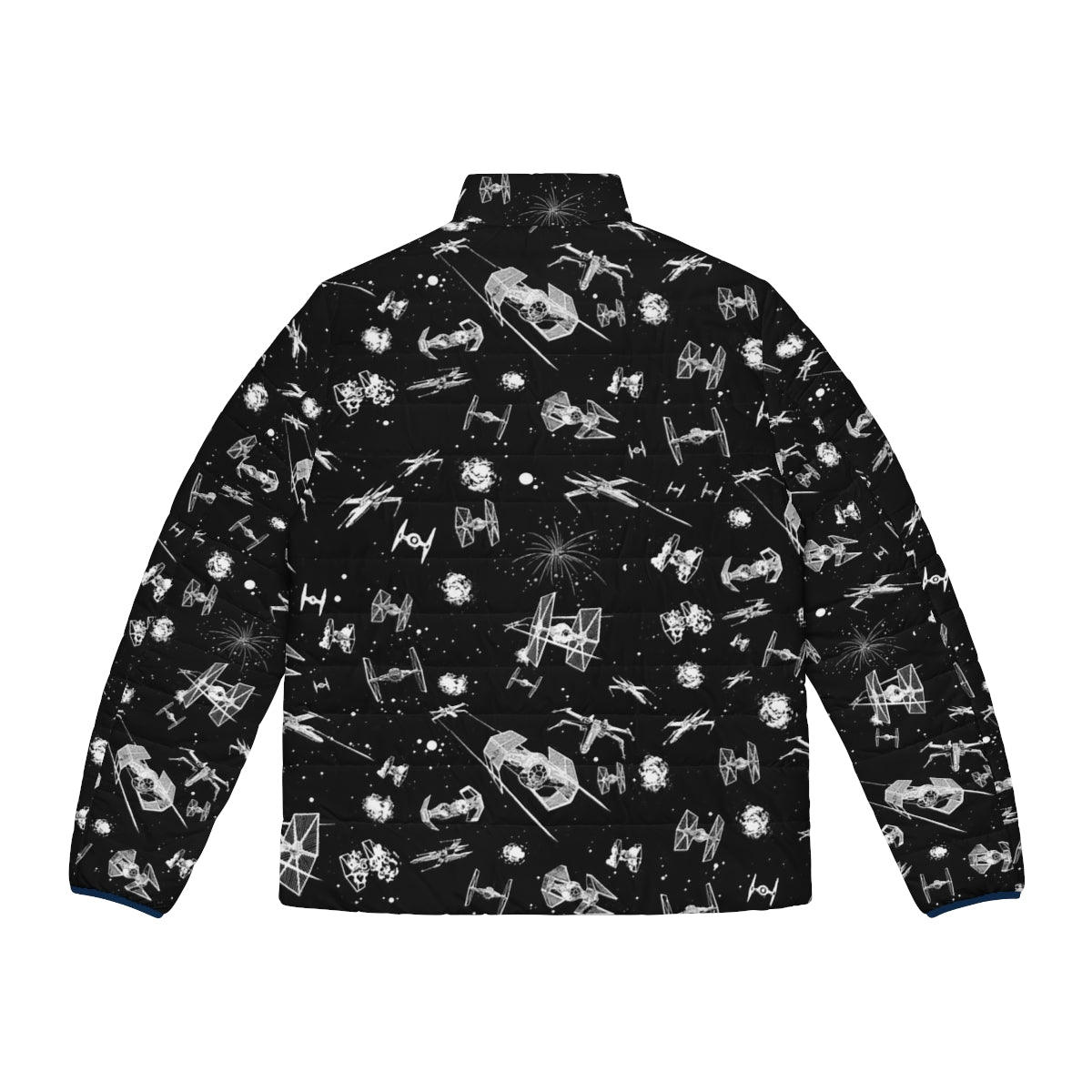 Intergalactic space battle puffer jacket with spaceship and star pattern - Back