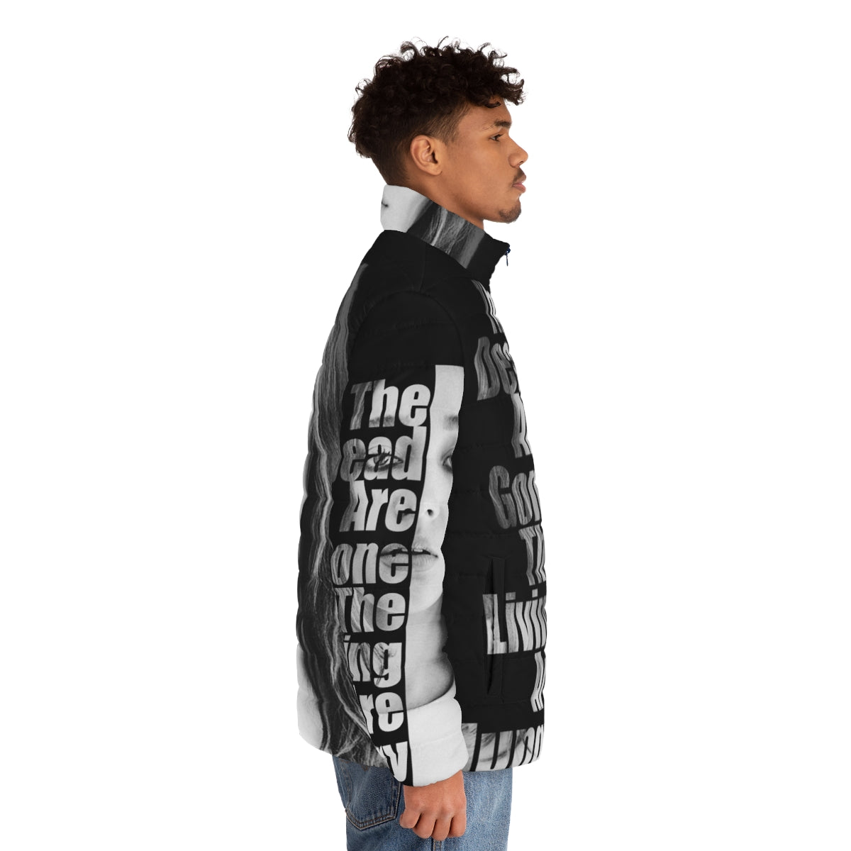 The Dead Are Gone The Living Are Hungry Puffer Jacket featuring post-apocalyptic and dystopian design - men side right