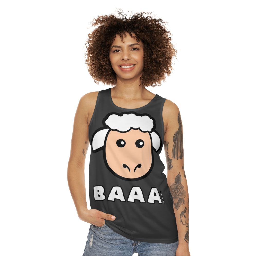 Unisex tank top featuring a colorful and abstract design of legendary sheep animals - women