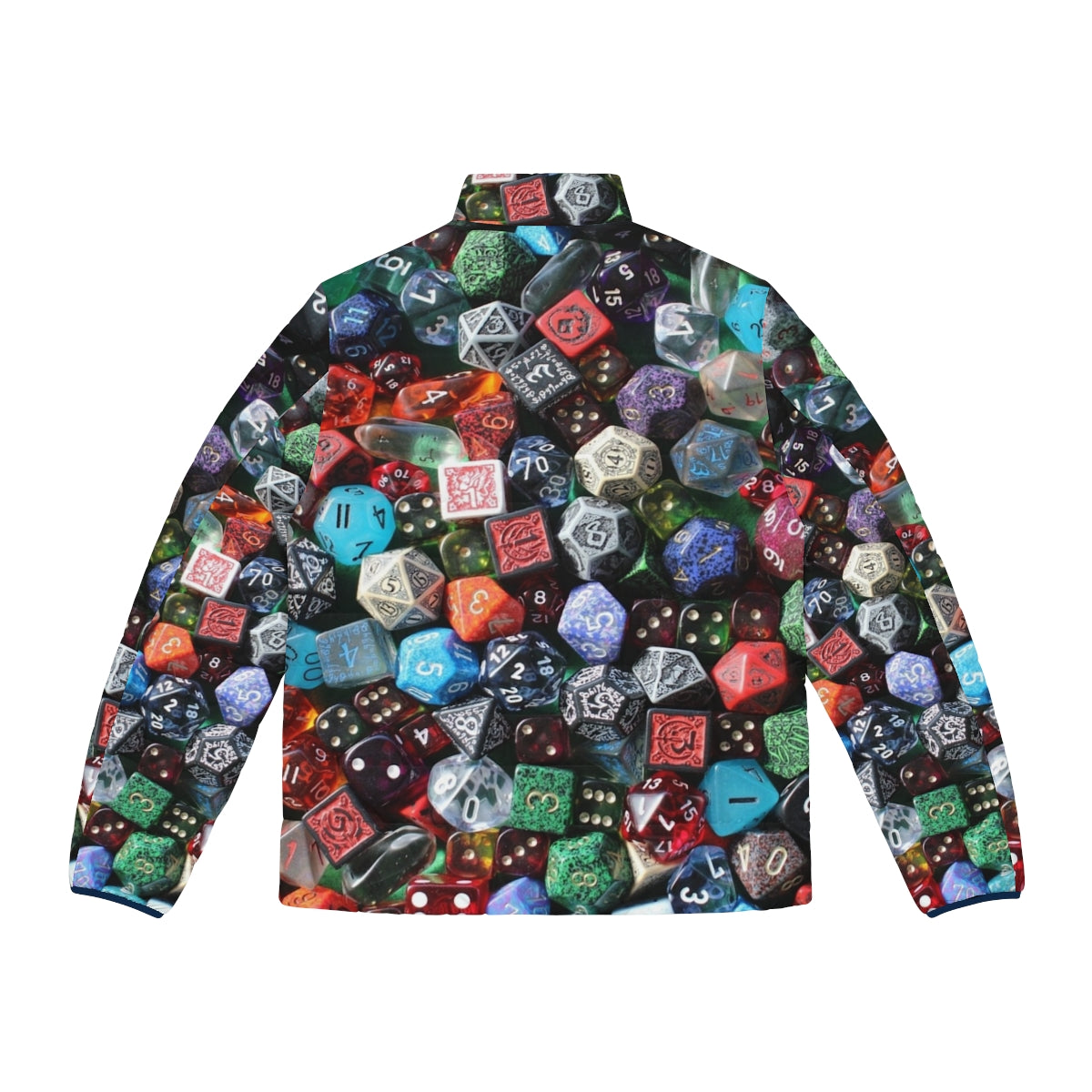 Dice puffer jacket for tabletop gaming and Dungeons & Dragons fans - Back