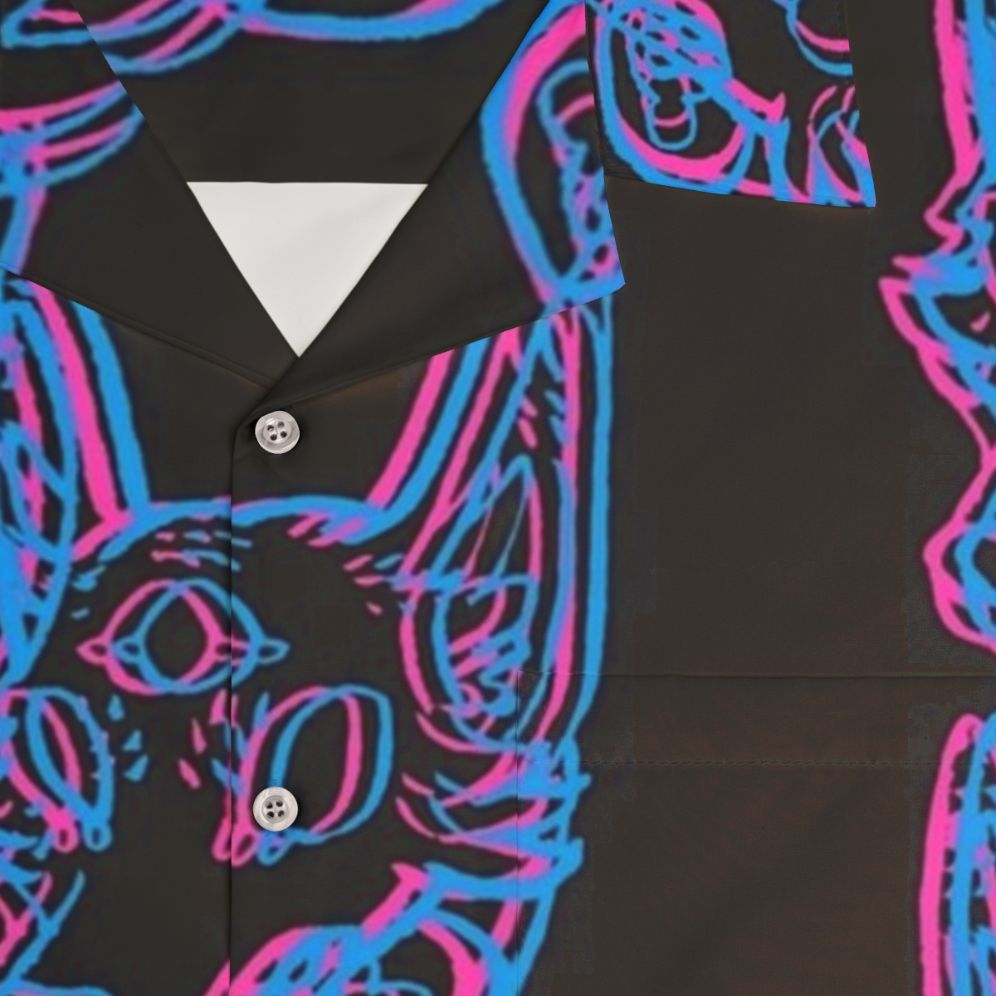 Trippy 3D Space Coyote Hawaiian Shirt - Detail