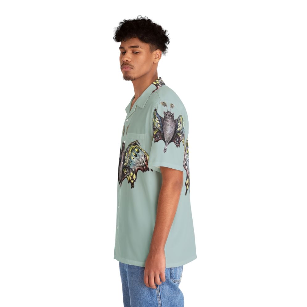 Butterbat Hawaiian shirt with fantasy creature inspired floral print - People Left