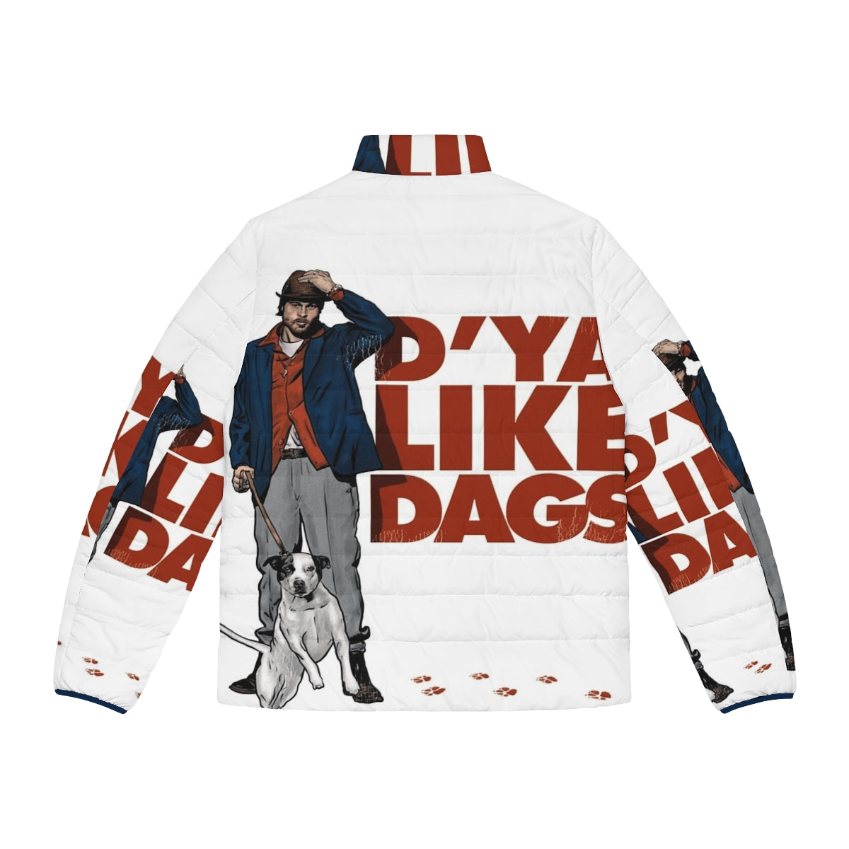 A 'D Ya Like Dags' puffer jacket inspired by the cult classic movie Snatch - Back