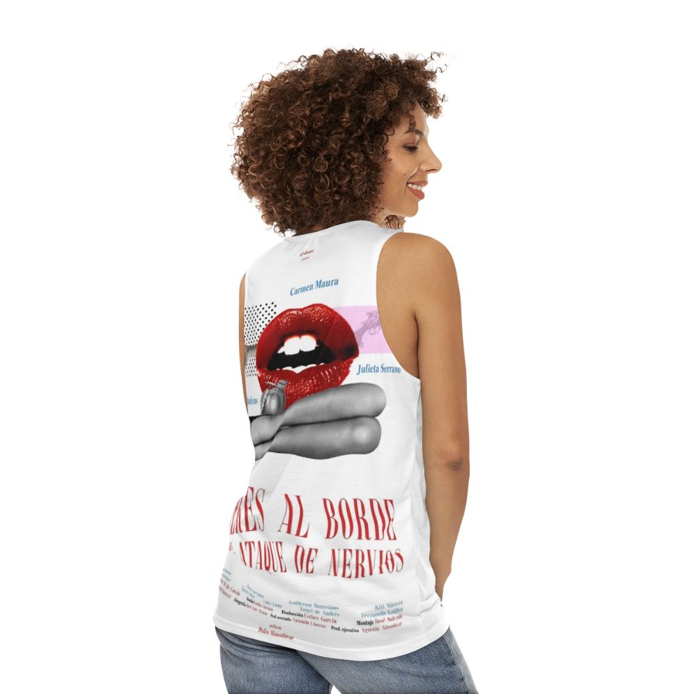 Women's unisex tank top with 'Women on the Verge of a Nervous Breakdown' design - women back