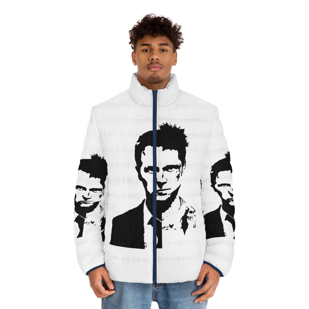 Fight Club Inspired Puffer Jacket featuring Edward Norton and Bradd Pitt - men front