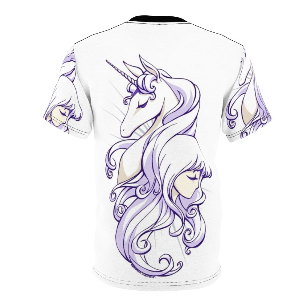 Magical fantasy unicorn artwork on a high-quality t-shirt, inspired by the beloved film The Last Unicorn. - Back