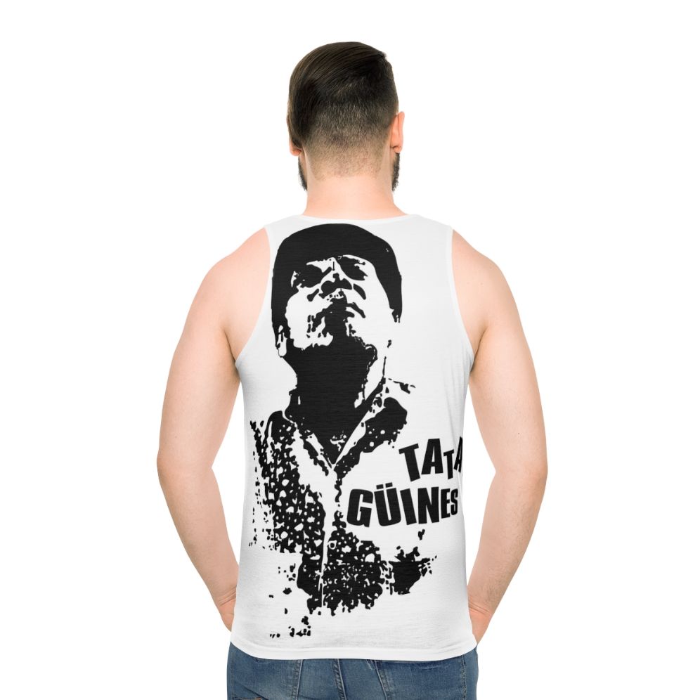 Tata Guines Unisex Tank Top with Latin Music and Percussion Design - men back