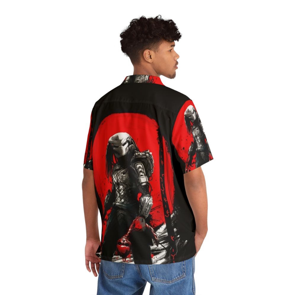 Hunter S Moon Predator Hawaiian Shirt with Japanese Art and Samurai Style - People Back