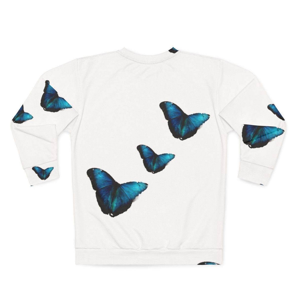 Sustainable electric blue morpho butterfly sweatshirt - Back