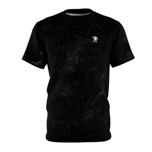 Gravity-inspired t-shirt showcasing a stunning space-themed design with cosmic elements such as stars, galaxies, and astronauts.