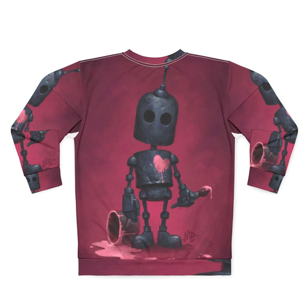 Heartbroken artist robot graphic on pink sweatshirt - Back