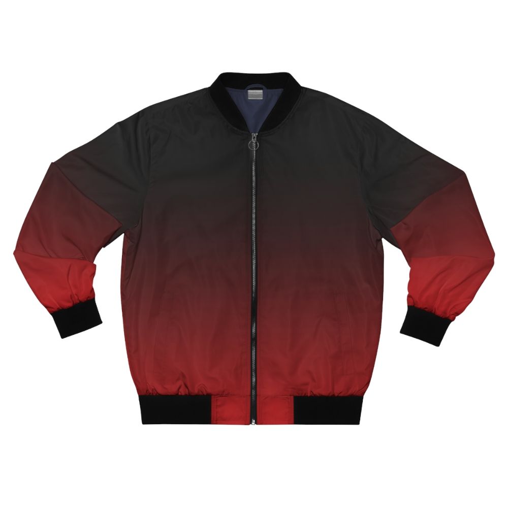 Ombre gradient bomber jacket in black and red colors