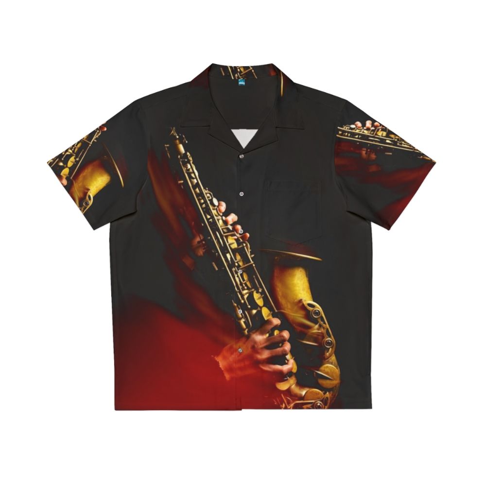 Flaming Red Alto Saxophone Hawaiian Shirt