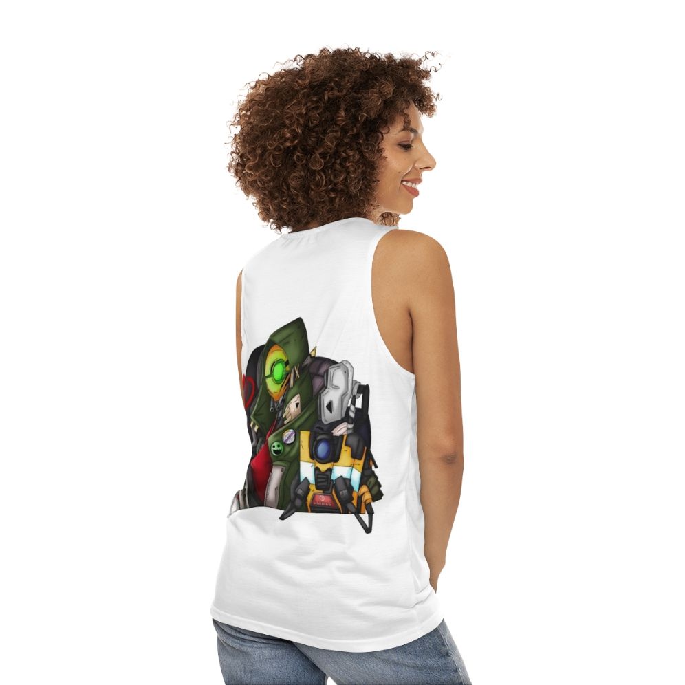 Borderlands Zer0, Fl4k, and Claptrap Unisex Tank Top - women back