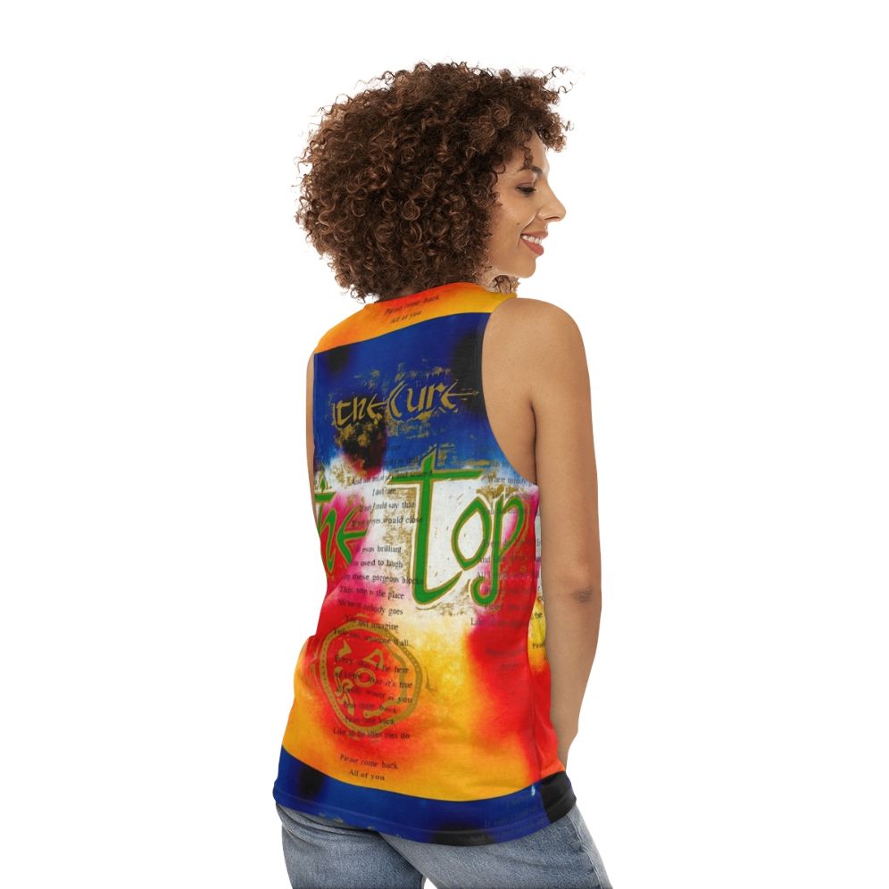 Retro unisex tank top with The Top Please Come Back graphic - women back