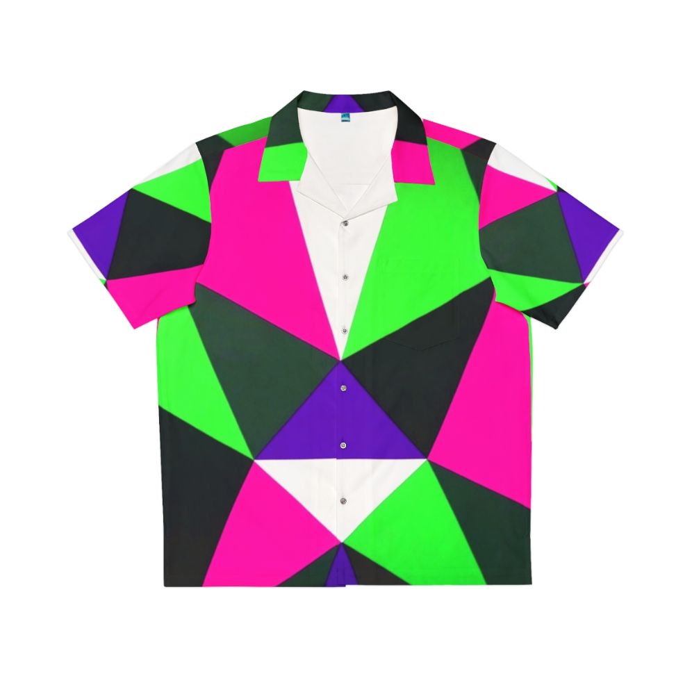 Bold 80s neon color block retro Hawaiian shirt