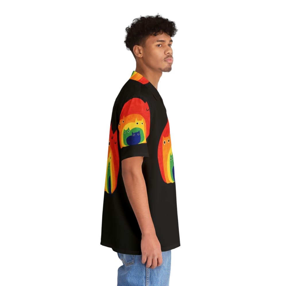 Colorful Hawaiian shirt with rainbow cats and LGBTQ pride design - People Pight