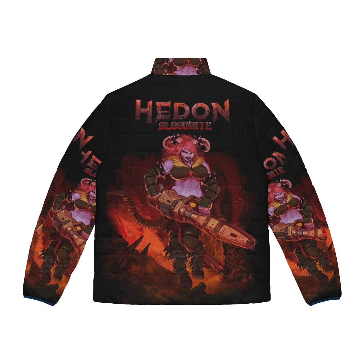 Hedon Zan fantasy puffer jacket featuring splash artwork - Back