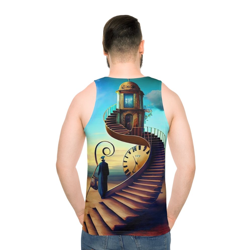 Unisex tank top featuring surrealist art by Salvador Dali - men back